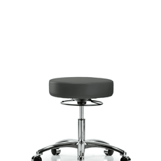 Vinyl Stool without Back Chrome - Desk Height with Casters in Charcoal Trailblazer Vinyl - VDHSO-CR-CC-8605