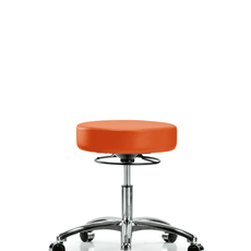 Vinyl Stool without Back Chrome - Desk Height with Casters in Orange Kist Trailblazer Vinyl - VDHSO-CR-CC-8613