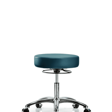 Vinyl Stool without Back Chrome - Desk Height with Casters in Marine Blue Supernova Vinyl - VDHSO-CR-CC-8801