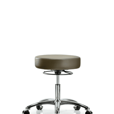 Vinyl Stool without Back Chrome - Desk Height with Casters in Marine Blue Supernova Vinyl - VDHSO-CR-CC-8809