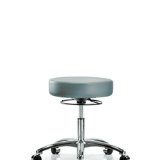 Vinyl Stool without Back Chrome - Desk Height with Casters in Storm Supernova Vinyl - VDHSO-CR-CC-8822