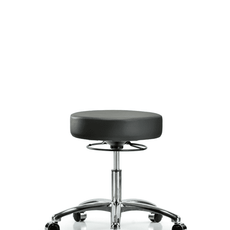 Vinyl Stool without Back Chrome - Desk Height with Casters in Carbon Supernova Vinyl - VDHSO-CR-CC-8823