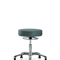 Vinyl Stool without Back Chrome - Desk Height with Stationary Glides in Colonial Blue Trailblazer Vinyl - VDHSO-CR-RG-8546