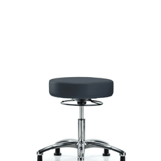 Vinyl Stool without Back Chrome - Desk Height with Stationary Glides in Imperial Blue Trailblazer Vinyl - VDHSO-CR-RG-8582