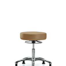 Vinyl Stool without Back Chrome - Desk Height with Stationary Glides in Taupe Trailblazer Vinyl - VDHSO-CR-RG-8584