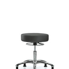 Vinyl Stool without Back Chrome - Desk Height with Stationary Glides in Charcoal Trailblazer Vinyl - VDHSO-CR-RG-8605