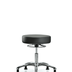 Vinyl Stool without Back Chrome - Desk Height with Stationary Glides in Carbon Supernova Vinyl - VDHSO-CR-RG-8823