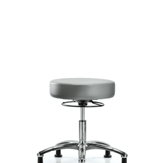 Vinyl Stool without Back Chrome - Desk Height with Stationary Glides in Sterling Supernova Vinyl - VDHSO-CR-RG-8840