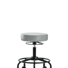 Vinyl Stool without Back - Desk Height with Round Tube Base & Casters in Dove Trailblazer Vinyl - VDHSO-RT-RC-8567