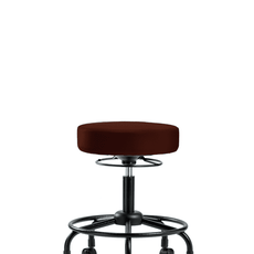 Vinyl Stool without Back - Desk Height with Round Tube Base & Casters in Burgundy Trailblazer Vinyl - VDHSO-RT-RC-8569