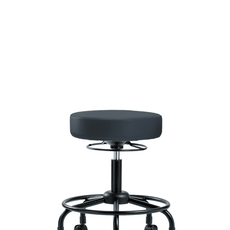 Vinyl Stool without Back - Desk Height with Round Tube Base & Casters in Imperial Blue Trailblazer Vinyl - VDHSO-RT-RC-8582
