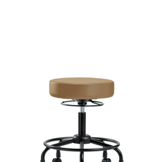 Vinyl Stool without Back - Desk Height with Round Tube Base & Casters in Taupe Trailblazer Vinyl - VDHSO-RT-RC-8584