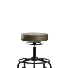 Vinyl Stool without Back - Desk Height with Round Tube Base & Casters in Marine Blue Supernova Vinyl - VDHSO-RT-RC-8809