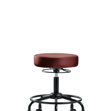 Vinyl Stool without Back - Desk Height with Round Tube Base & Casters in Taupe Supernova Vinyl - VDHSO-RT-RC-8815