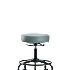 Vinyl Stool without Back - Desk Height with Round Tube Base & Casters in Storm Supernova Vinyl - VDHSO-RT-RC-8822