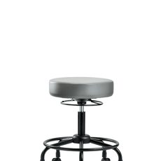 Vinyl Stool without Back - Desk Height with Round Tube Base & Casters in Sterling Supernova Vinyl - VDHSO-RT-RC-8840