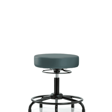 Vinyl Stool without Back - Desk Height with Round Tube Base & Stationary Glides in Colonial Blue Trailblazer Vinyl - VDHSO-RT-RG-8546
