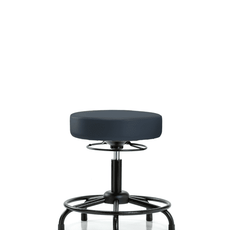 Vinyl Stool without Back - Desk Height with Round Tube Base & Stationary Glides in Imperial Blue Trailblazer Vinyl - VDHSO-RT-RG-8582