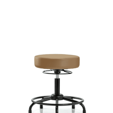 Vinyl Stool without Back - Desk Height with Round Tube Base & Stationary Glides in Taupe Trailblazer Vinyl - VDHSO-RT-RG-8584