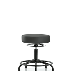 Vinyl Stool without Back - Desk Height with Round Tube Base & Stationary Glides in Charcoal Trailblazer Vinyl - VDHSO-RT-RG-8605