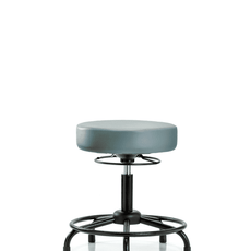 Vinyl Stool without Back - Desk Height with Round Tube Base & Stationary Glides in Storm Supernova Vinyl - VDHSO-RT-RG-8822