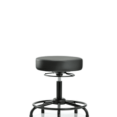 Vinyl Stool without Back - Desk Height with Round Tube Base & Stationary Glides in Carbon Supernova Vinyl - VDHSO-RT-RG-8823