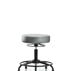 Vinyl Stool without Back - Desk Height with Round Tube Base & Stationary Glides in Sterling Supernova Vinyl - VDHSO-RT-RG-8840