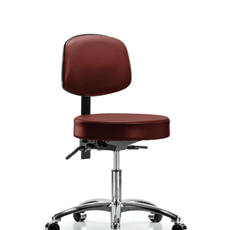 Vinyl Stool with Back Chrome - Desk Height with Casters in Taupe Supernova Vinyl - VDHST-CR-T0-CC-8815