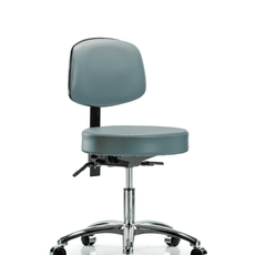 Vinyl Stool with Back Chrome - Desk Height with Casters in Storm Supernova Vinyl - VDHST-CR-T0-CC-8822