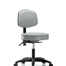 Vinyl Stool with Back - Desk Height with Casters in Dove Trailblazer Vinyl - VDHST-RG-T0-RC-8567
