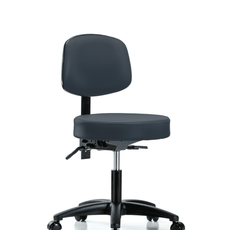Vinyl Stool with Back - Desk Height with Casters in Imperial Blue Trailblazer Vinyl - VDHST-RG-T0-RC-8582