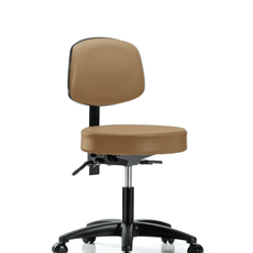 Vinyl Stool with Back - Desk Height with Casters in Taupe Trailblazer Vinyl - VDHST-RG-T0-RC-8584