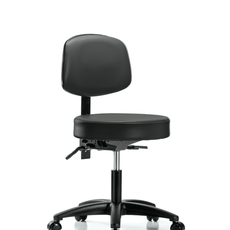 Vinyl Stool with Back - Desk Height with Casters in Carbon Supernova Vinyl - VDHST-RG-T0-RC-8823