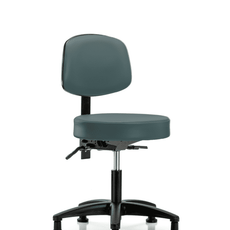 Vinyl Stool with Back - Desk Height with Stationary Glides in Colonial Blue Trailblazer Vinyl - VDHST-RG-T0-RG-8546