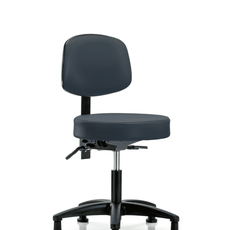 Vinyl Stool with Back - Desk Height with Stationary Glides in Imperial Blue Trailblazer Vinyl - VDHST-RG-T0-RG-8582