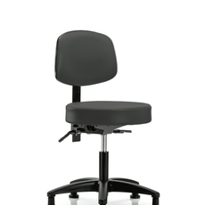 Vinyl Stool with Back - Desk Height with Stationary Glides in Charcoal Trailblazer Vinyl - VDHST-RG-T0-RG-8605