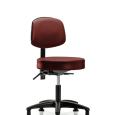 Vinyl Stool with Back - Desk Height with Stationary Glides in Taupe Supernova Vinyl - VDHST-RG-T0-RG-8815