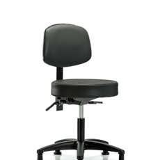 Vinyl Stool with Back - Desk Height with Stationary Glides in Carbon Supernova Vinyl - VDHST-RG-T0-RG-8823