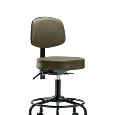 Vinyl Stool with Back - Desk Height with Round Tube Base & Casters in Marine Blue Supernova Vinyl - VDHST-RT-T0-RC-8809