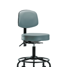 Vinyl Stool with Back - Desk Height with Round Tube Base & Casters in Storm Supernova Vinyl - VDHST-RT-T0-RC-8822
