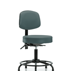 Vinyl Stool with Back - Desk Height with Round Tube Base & Stationary Glides in Colonial Blue Trailblazer Vinyl - VDHST-RT-T0-RG-8546