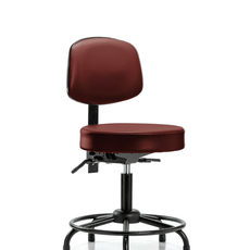 Vinyl Stool with Back - Desk Height with Round Tube Base & Stationary Glides in Taupe Supernova Vinyl - VDHST-RT-T0-RG-8815