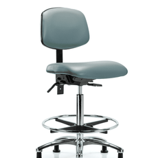 Vinyl Chair Chrome - High Bench Height with Chrome Foot Ring & Casters in Storm Supernova Vinyl - VHBCH-CR-T0-A0-CF-RG-8822