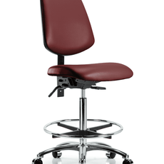 Vinyl Chair Chrome - High Bench Height with Medium Back, Chrome Foot Ring, & Casters in Borscht Supernova Vinyl - VHBCH-MB-CR-T0-A0-CF-CC-8815