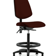 Vinyl Chair - High Bench Height with Medium Back, Black Foot Ring, & Stationary Glides in Burgundy Trailblazer Vinyl - VHBCH-MB-RG-T0-A0-BF-RG-8569