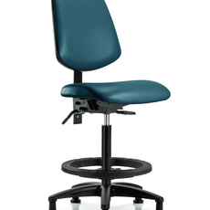 Vinyl Chair - High Bench Height with Medium Back, Black Foot Ring, & Stationary Glides in Marine Blue Supernova Vinyl - VHBCH-MB-RG-T0-A0-BF-RG-8801