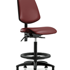 Vinyl Chair - High Bench Height with Medium Back, Black Foot Ring, & Stationary Glides in Borscht Supernova Vinyl - VHBCH-MB-RG-T0-A0-BF-RG-8815