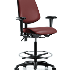 Vinyl Chair - High Bench Height with Medium Back, Adjustable Arms, Chrome Foot Ring, & Casters in Borscht Supernova Vinyl - VHBCH-MB-RG-T0-A1-CF-RC-8815