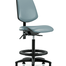 Vinyl Chair - High Bench Height with Medium Back, Seat Tilt, Black Foot Ring, & Stationary Glides in Storm Supernova Vinyl - VHBCH-MB-RG-T1-A0-BF-RG-8822