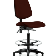 Vinyl Chair - High Bench Height with Medium Back, Seat Tilt, Chrome Foot Ring, & Stationary Glides in Burgundy Trailblazer Vinyl - VHBCH-MB-RG-T1-A0-CF-RG-8569